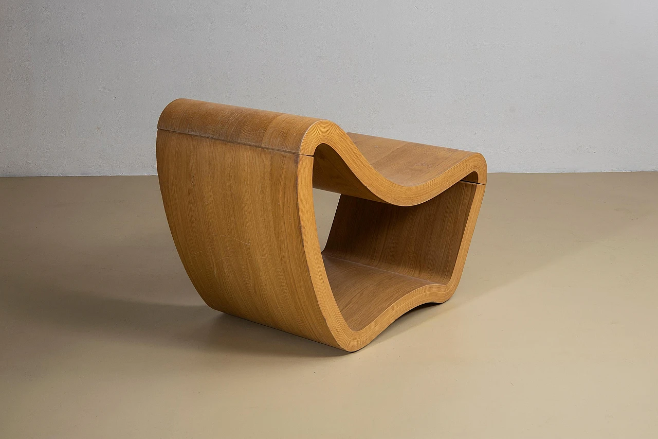Sculptural chair in curved beech plywood, 1970s 3
