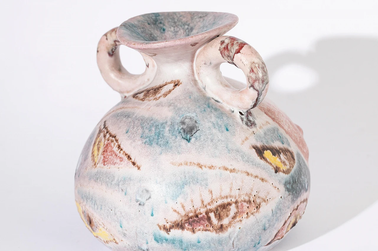 Pair of polychrome majolica vases by Aetruriae Ars, 1960s 5