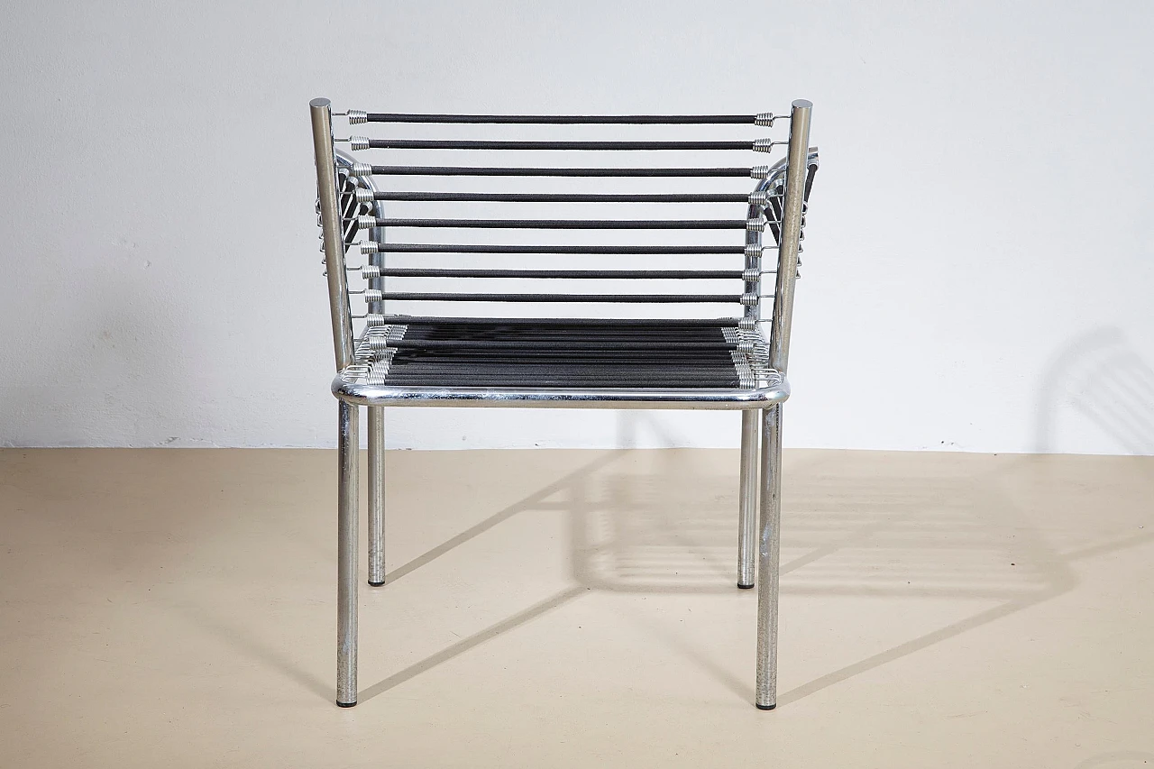 Steel and elastic cord armchair by René Herbst, 1970s 7