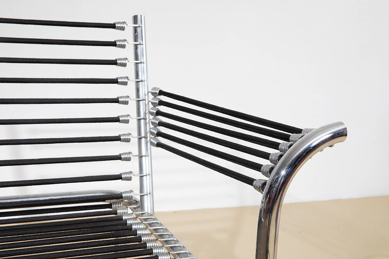 Steel and elastic cord armchair by René Herbst, 1970s 10