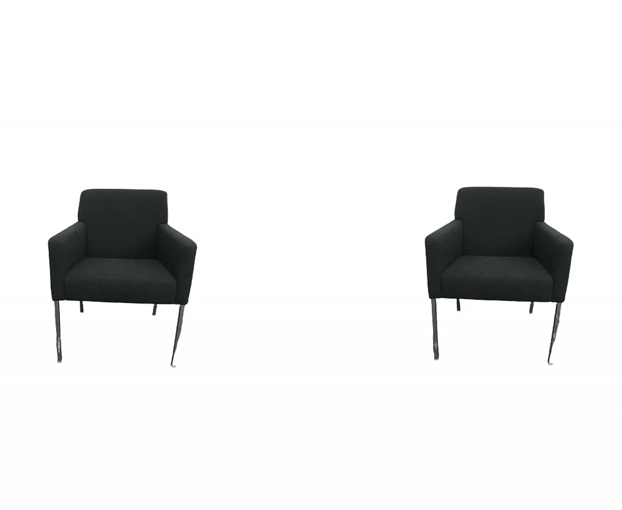 Coppia di Poltrone in lana nera di E. Franzolini per Moroso, anni 2000 11