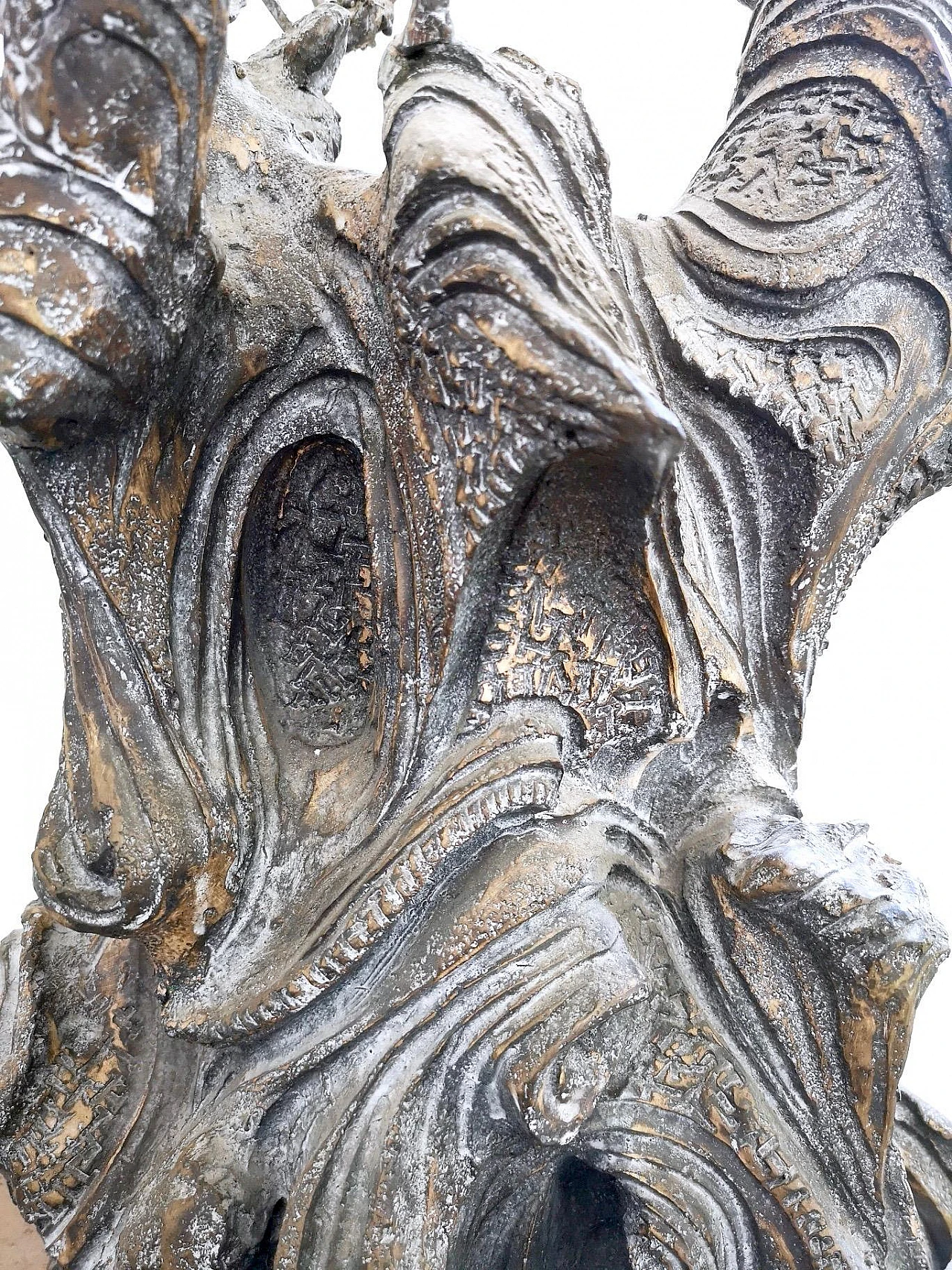 Bronze and varnished iron sculpture with revolving tree, 1980s 9