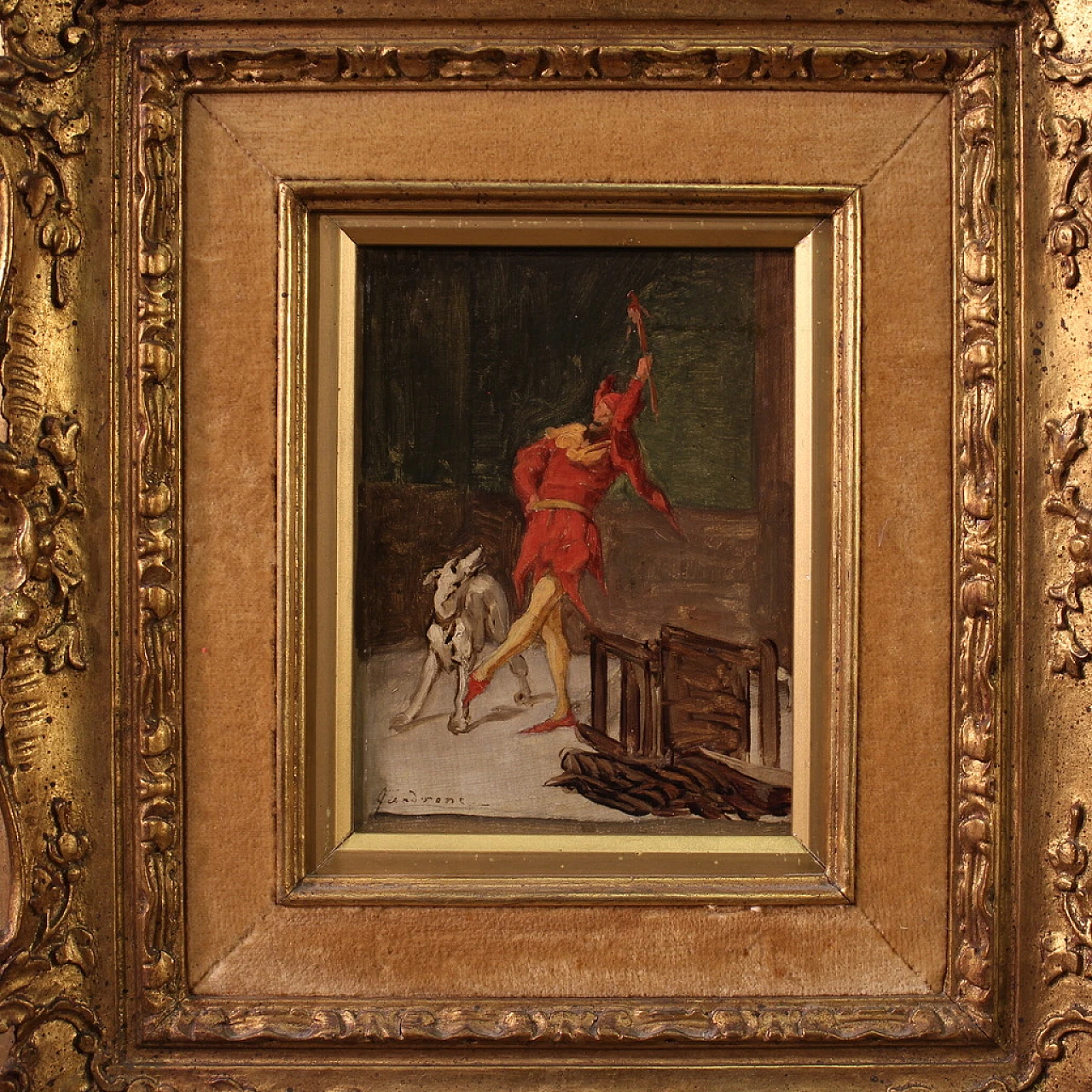 Attributed to Quadrone, Dancing jester, oil on canvas, 19th