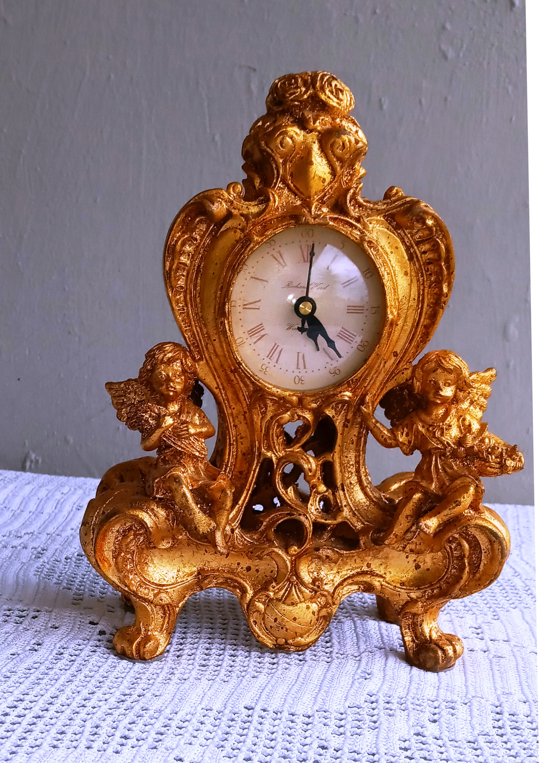 Richard Ward ロココアンティーク天使の彫刻付き置時計