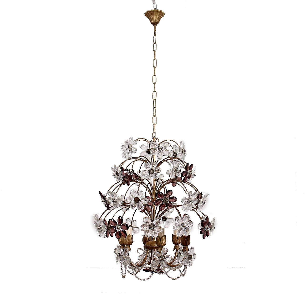 6-Light chandelier with two-tone glass flowers 1