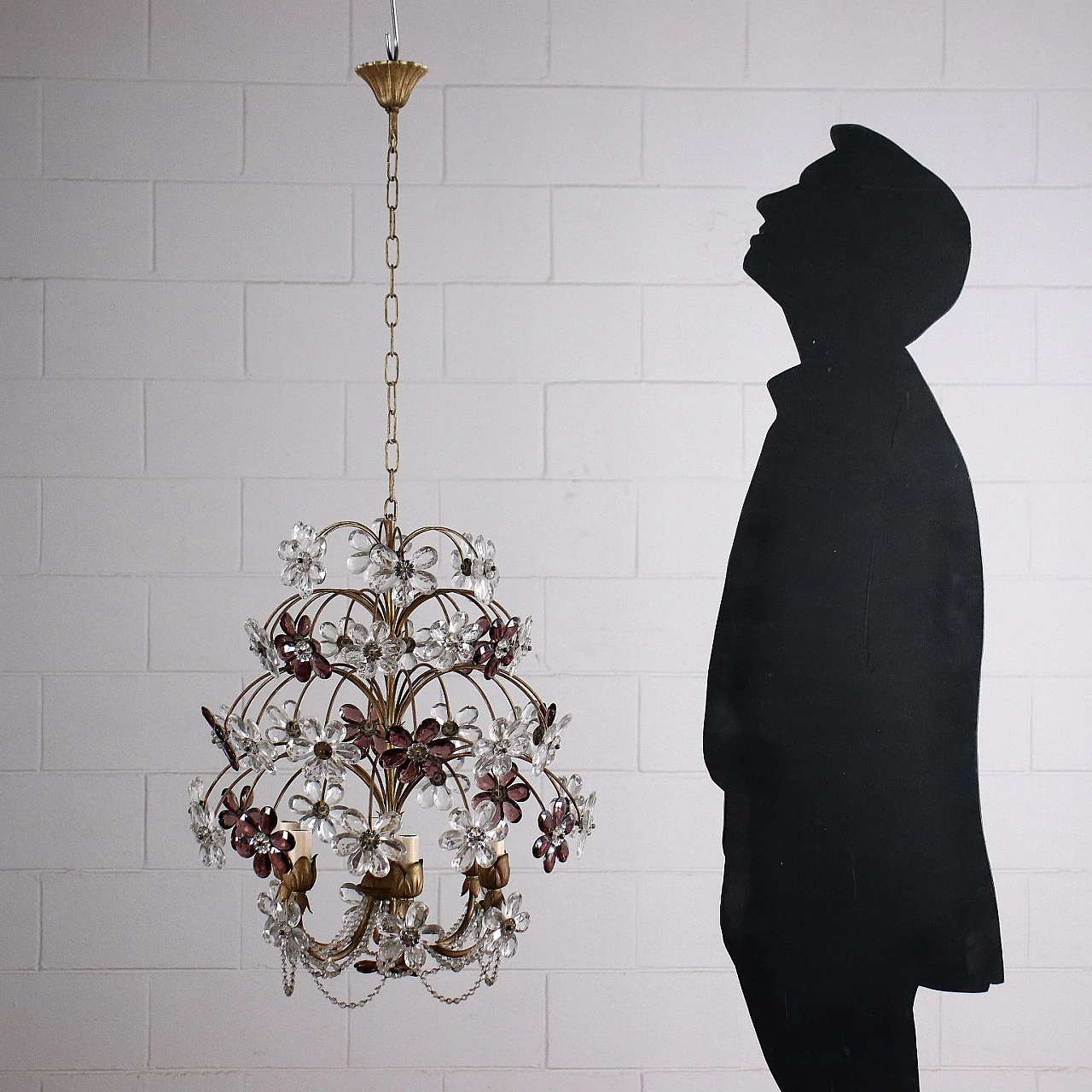 6-Light chandelier with two-tone glass flowers 2