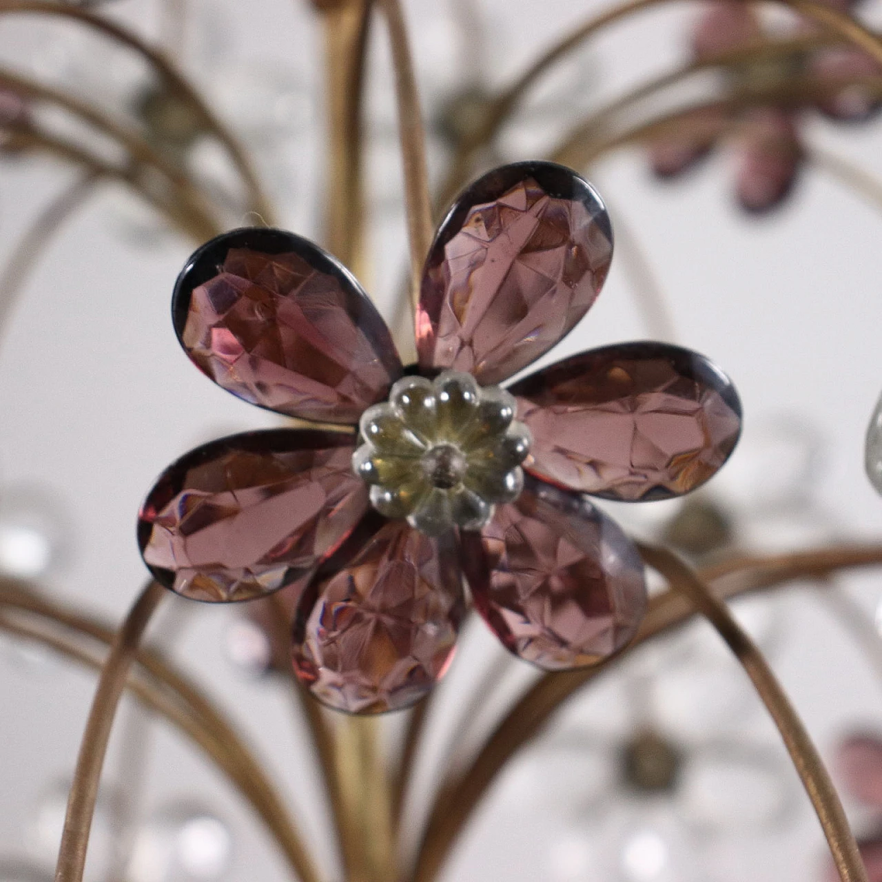 6-Light chandelier with two-tone glass flowers 3
