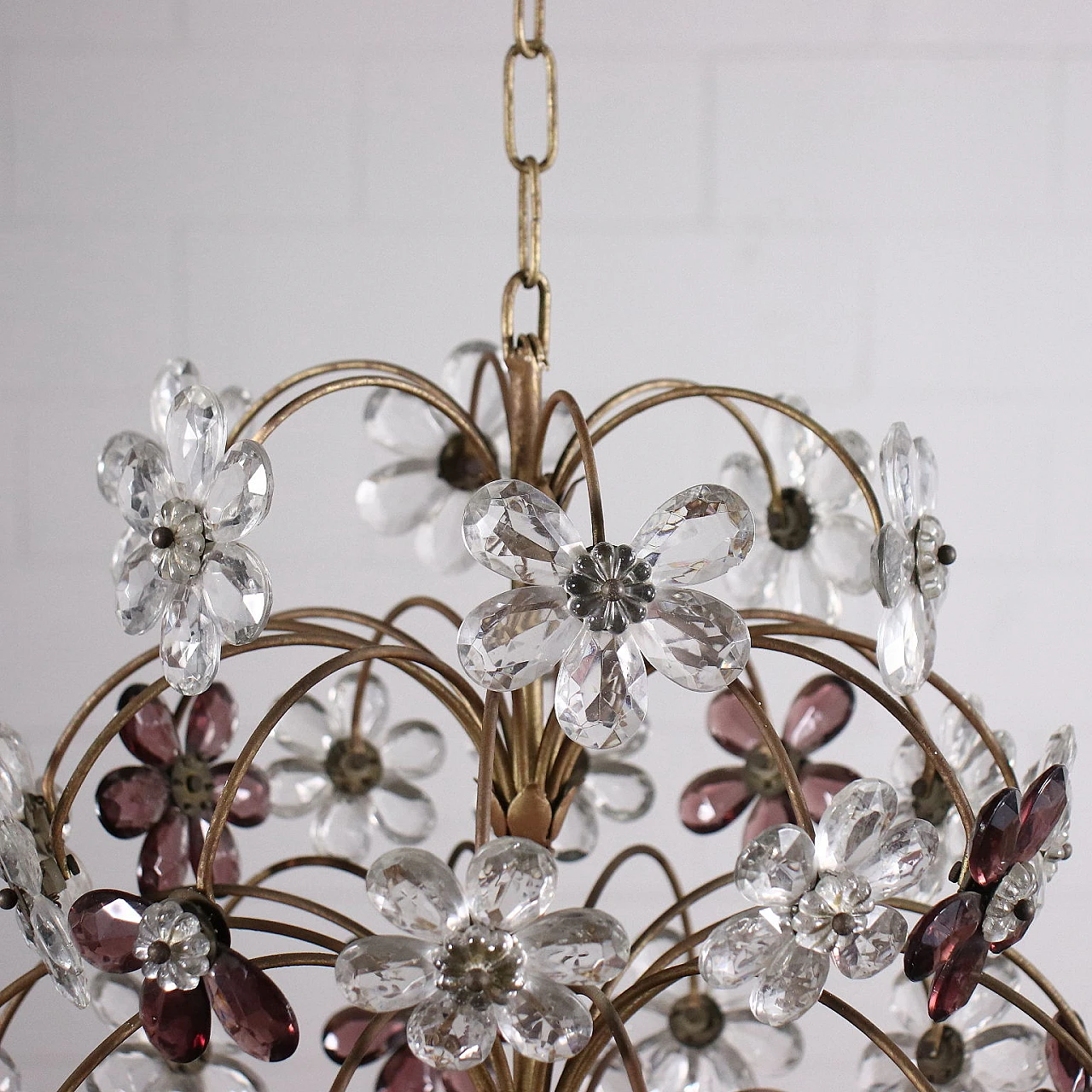 6-Light chandelier with two-tone glass flowers 5