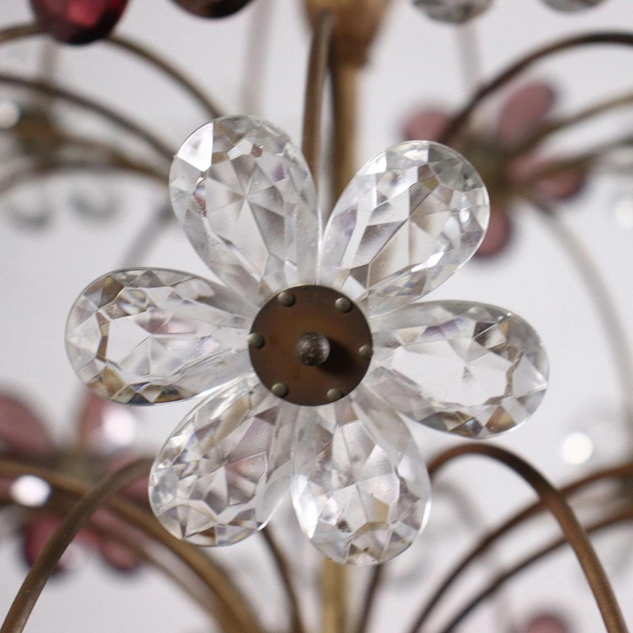 6-Light chandelier with two-tone glass flowers 6
