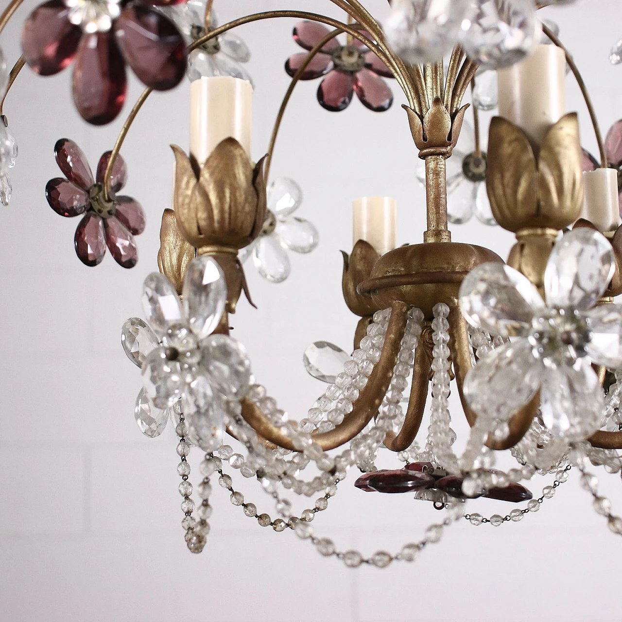 6-Light chandelier with two-tone glass flowers 8