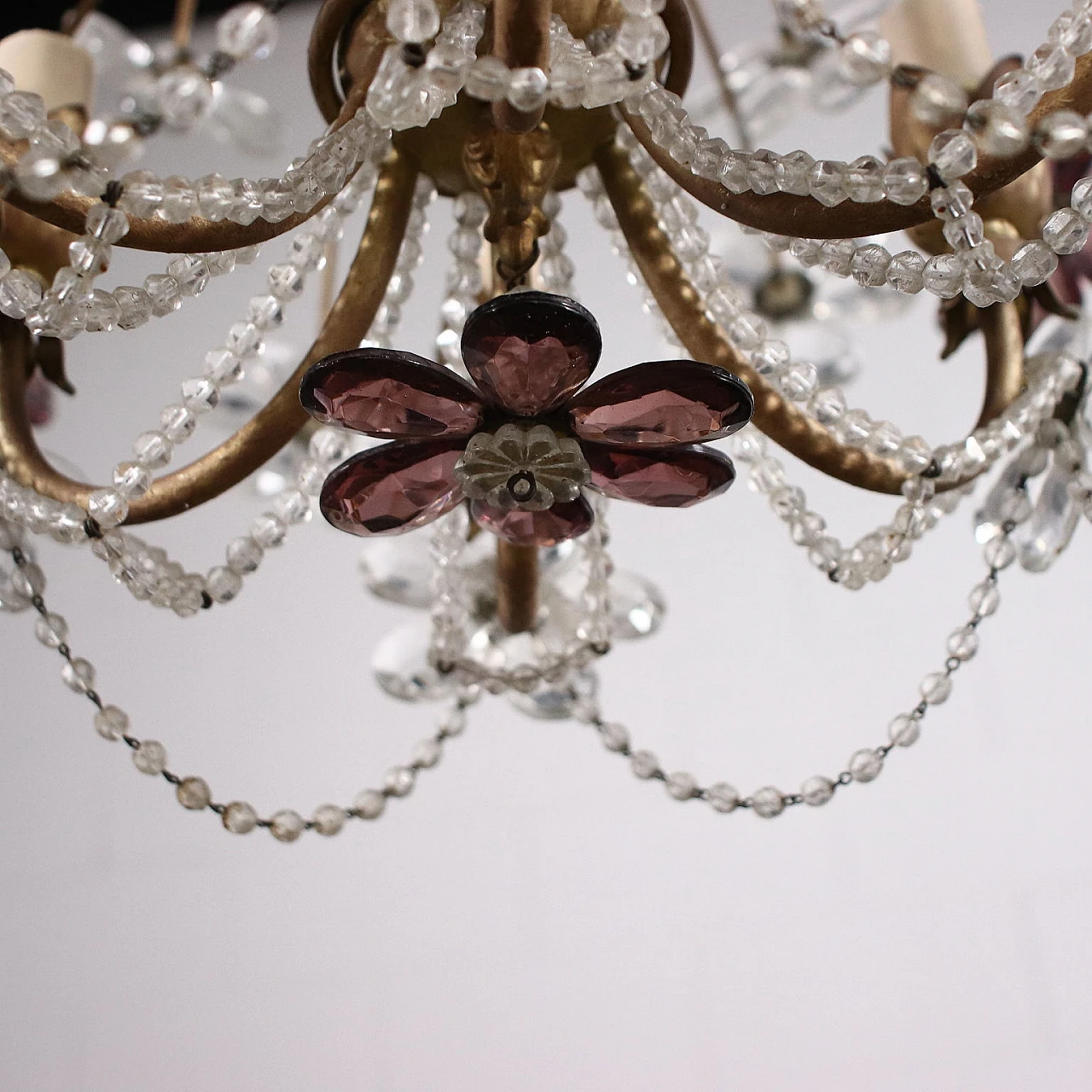 6-Light chandelier with two-tone glass flowers 9