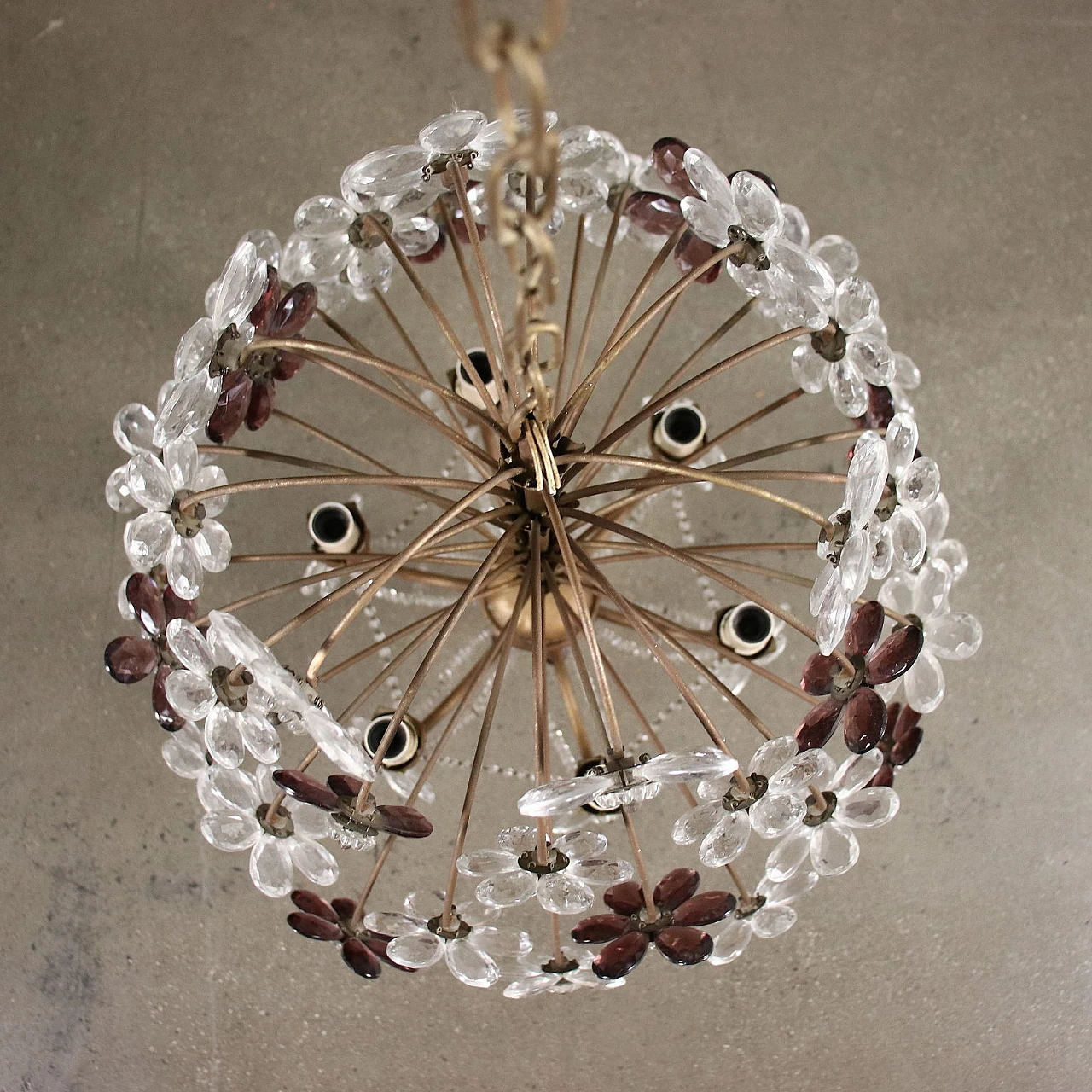 6-Light chandelier with two-tone glass flowers 10