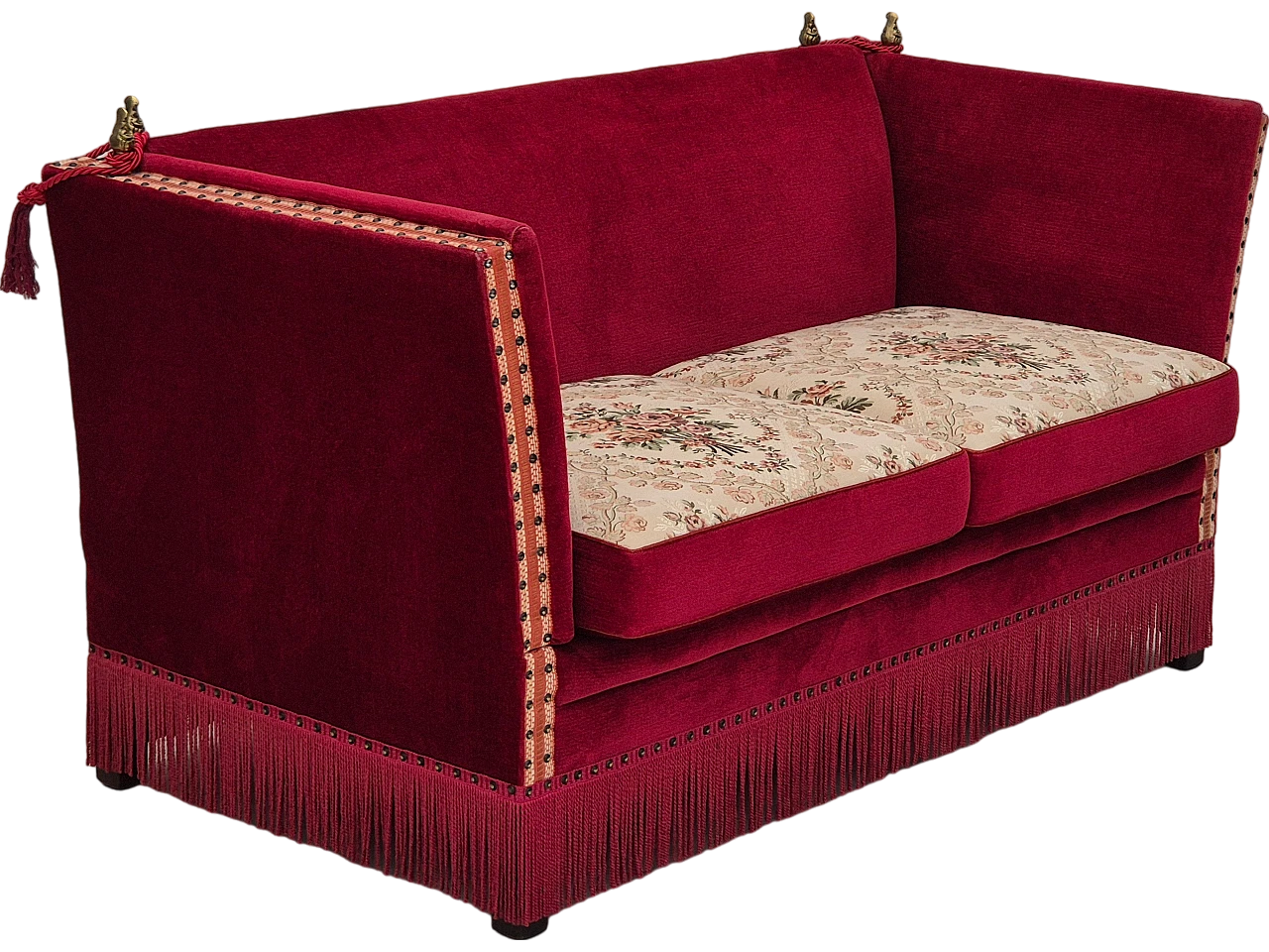 Danish 2-seater sofa in ash wood with red velour covering, 1970s 19