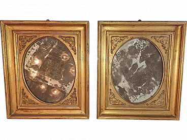 Coppia di Specchi con cornice in legno e gesso dorato, '800