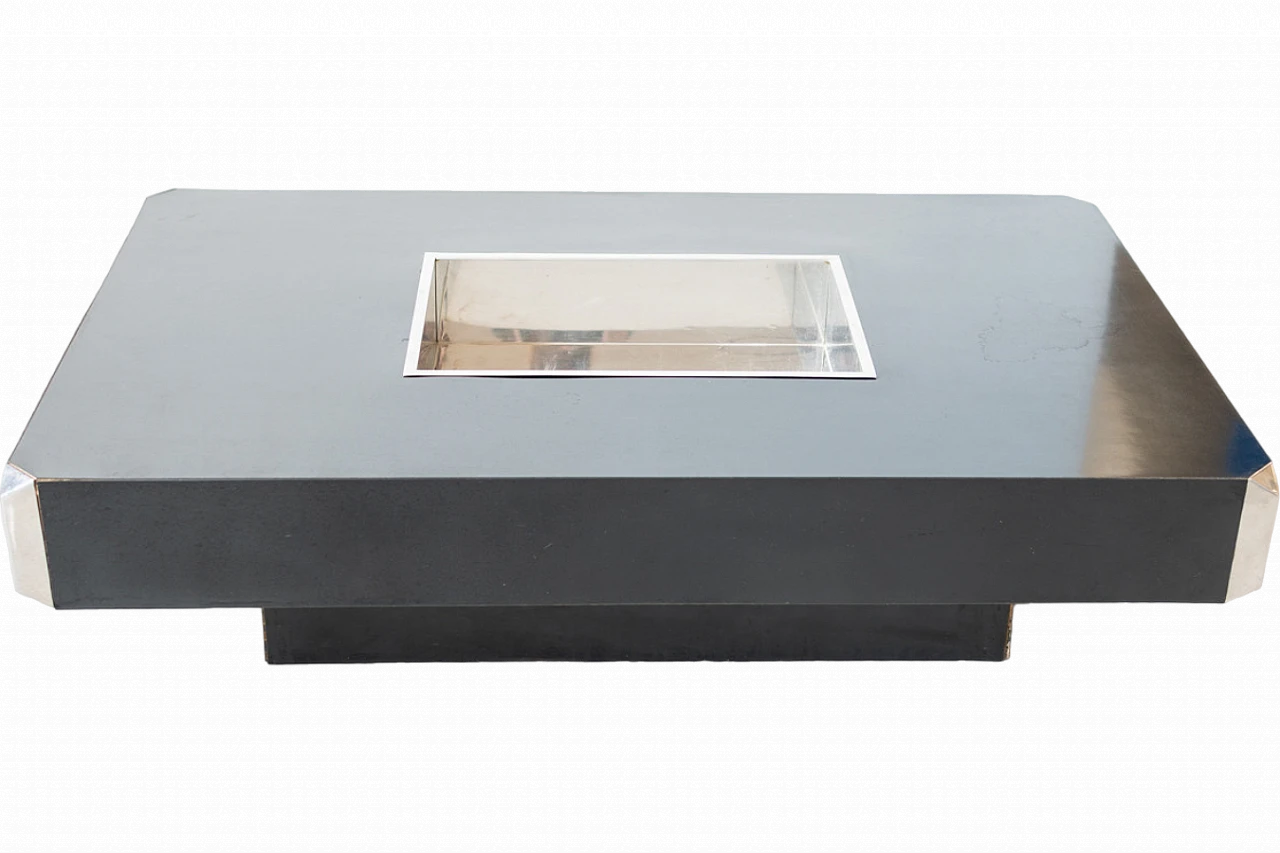 Tavolino in legno e acciaio di Willy Rizzo per Mario Sabot, anni '80 21