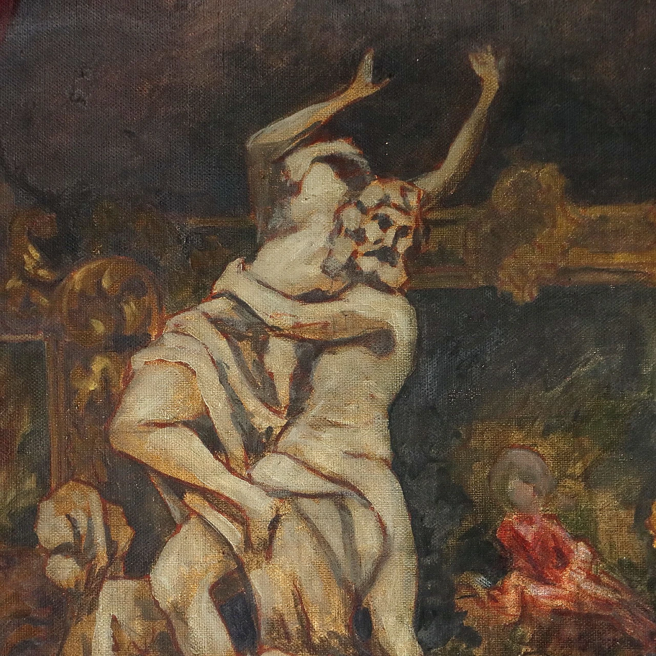 Scena di genere a corte con regina e pittore, dipinto a olio su tela 5