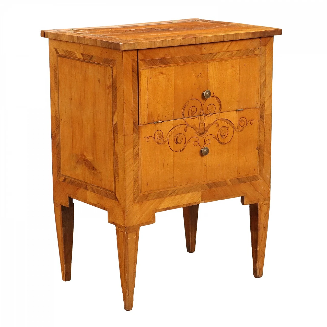Louis XVI bedside table in maple veneer, early 19th century 1