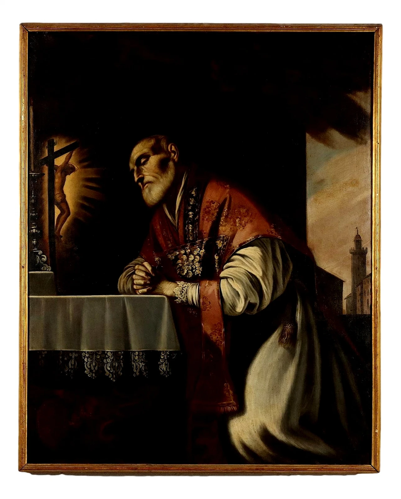 Priest praying, oil on canvas, 18th century 1