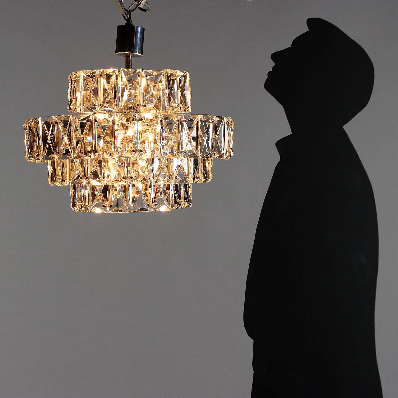 Ceiling lamp in chromed metal & glass inserts, 1960s 2