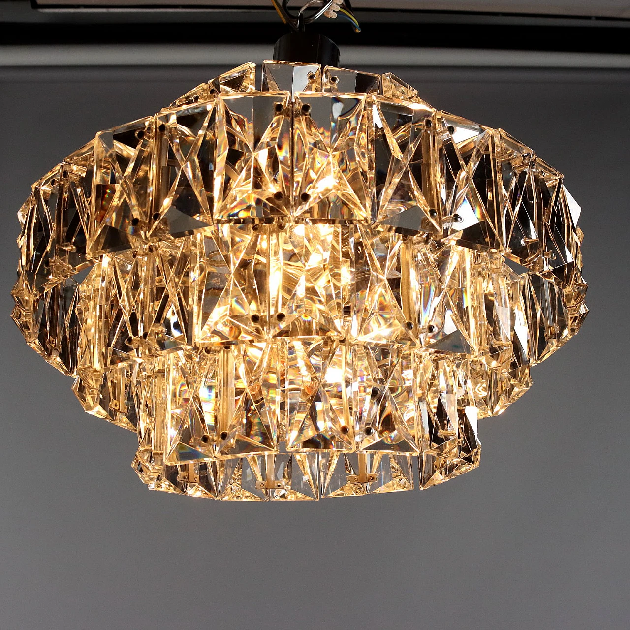 Ceiling lamp in chromed metal & glass inserts, 1960s 3