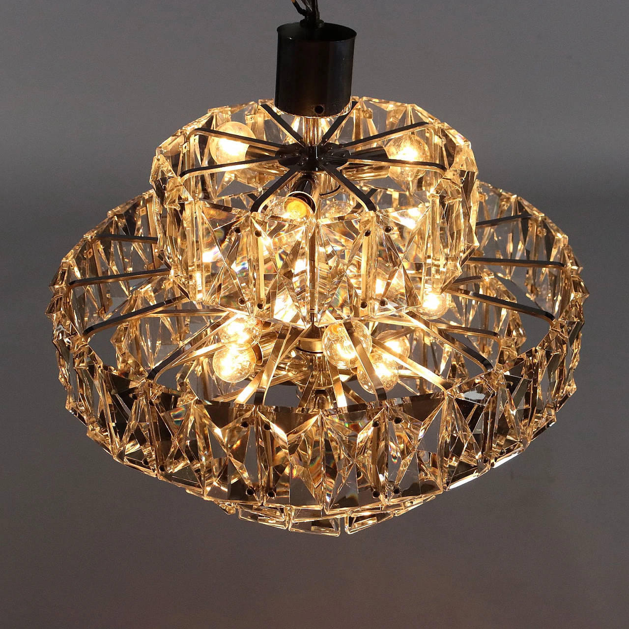Ceiling lamp in chromed metal & glass inserts, 1960s 7