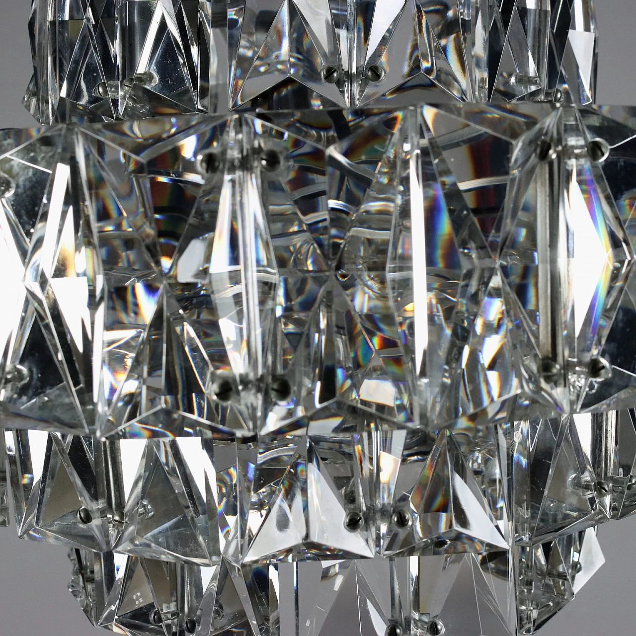 Ceiling lamp in chromed metal & glass inserts, 1960s 10