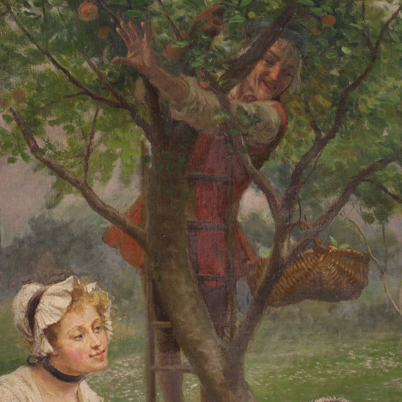 G. Mantegazza, scena galante, dipinto a olio su tela, '800 9