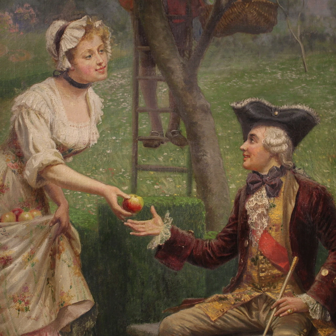 G. Mantegazza, scena galante, dipinto a olio su tela, '800 10