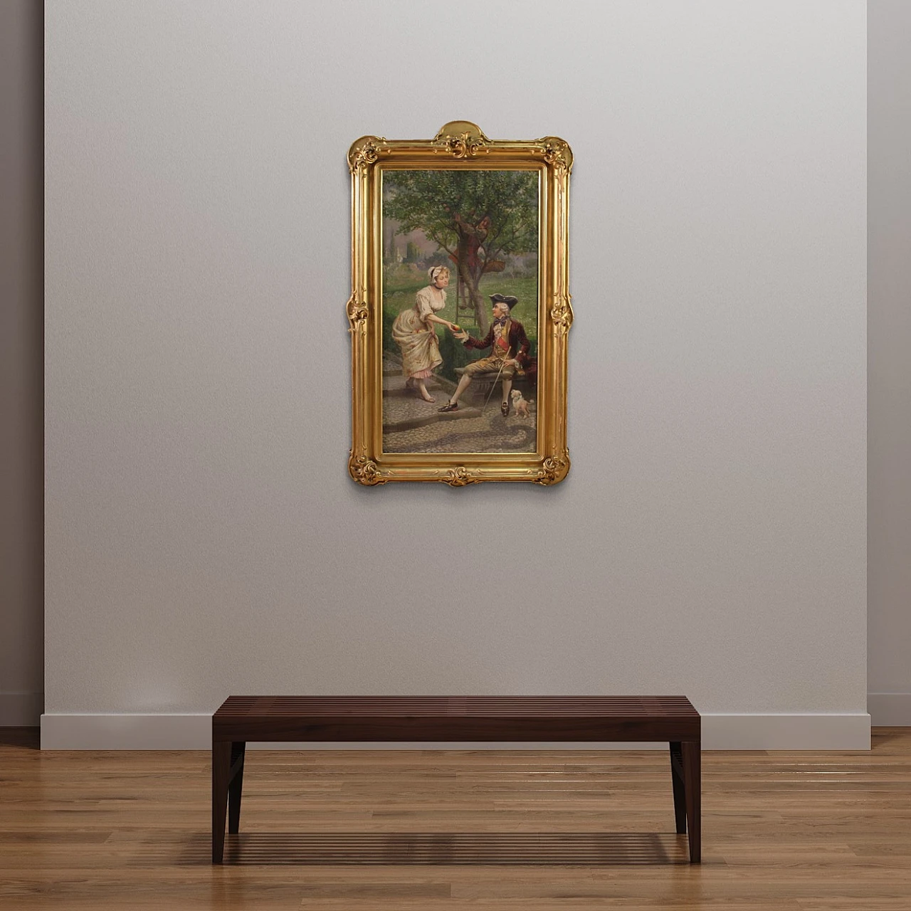 G. Mantegazza, scena galante, dipinto a olio su tela, '800 15