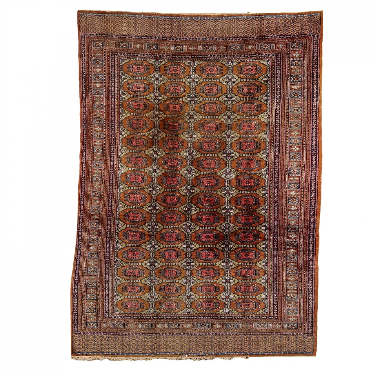 Tappeto Bukhara arancione a nodo fine in cotone e lana 1
