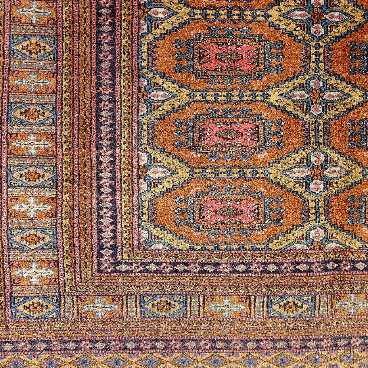 Tappeto Bukhara arancione a nodo fine in cotone e lana 5