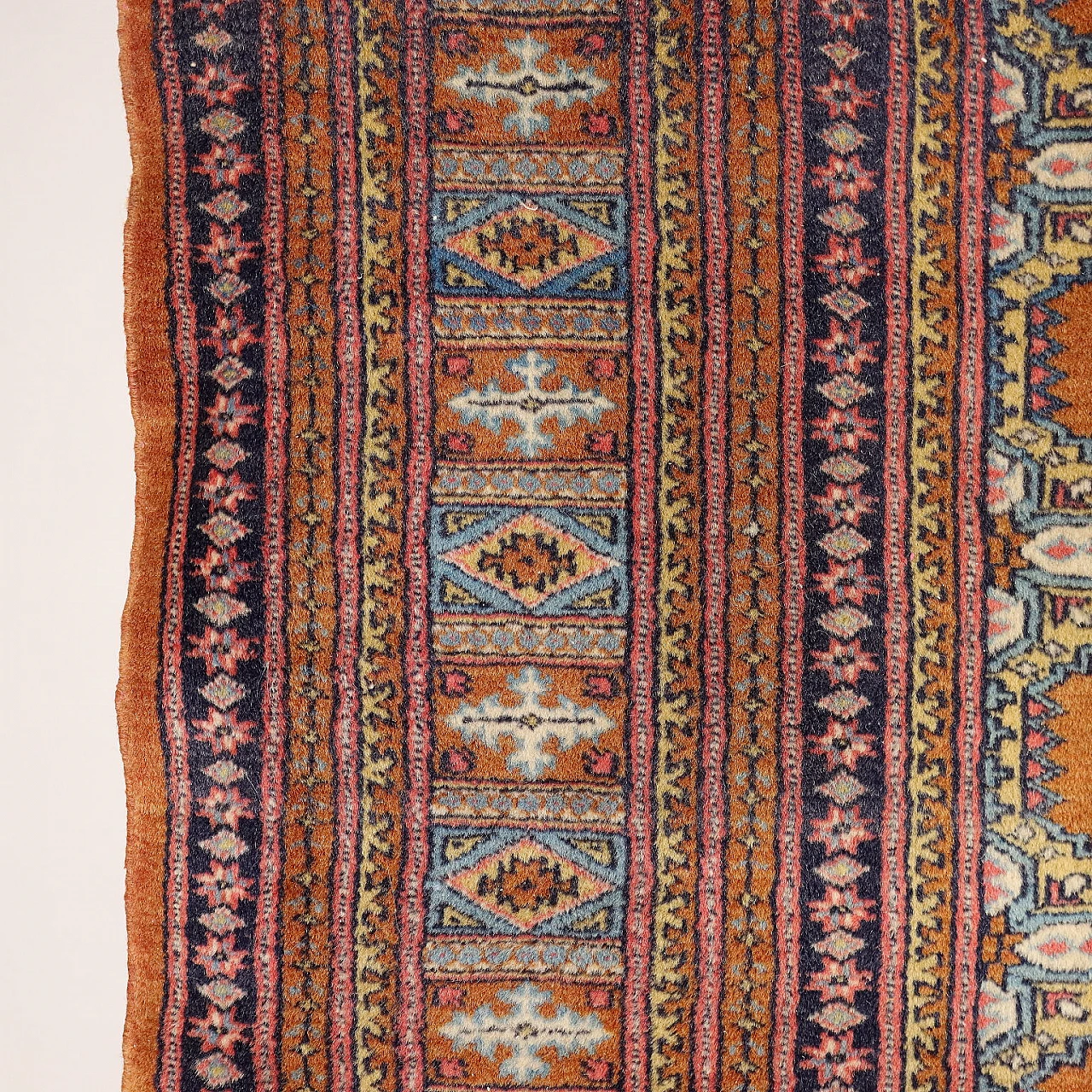 Tappeto Bukhara arancione a nodo fine in cotone e lana 6