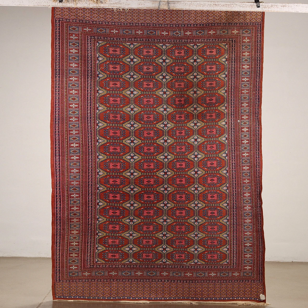 Tappeto Bukhara arancione a nodo fine in cotone e lana 7