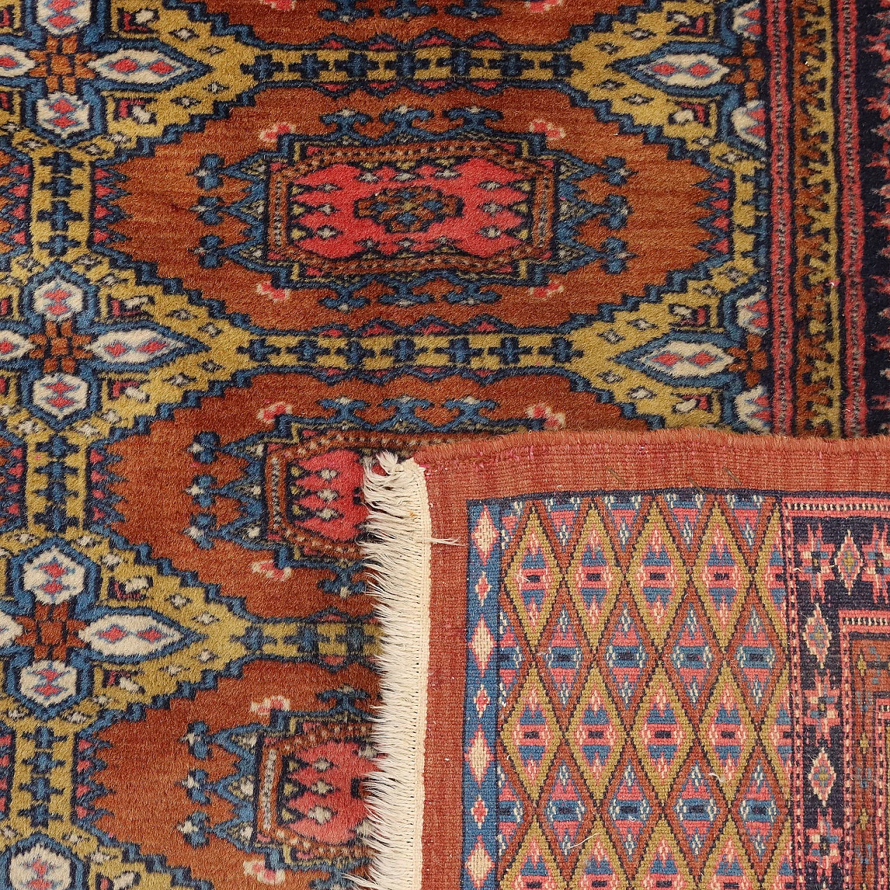 Tappeto Bukhara arancione a nodo fine in cotone e lana 9