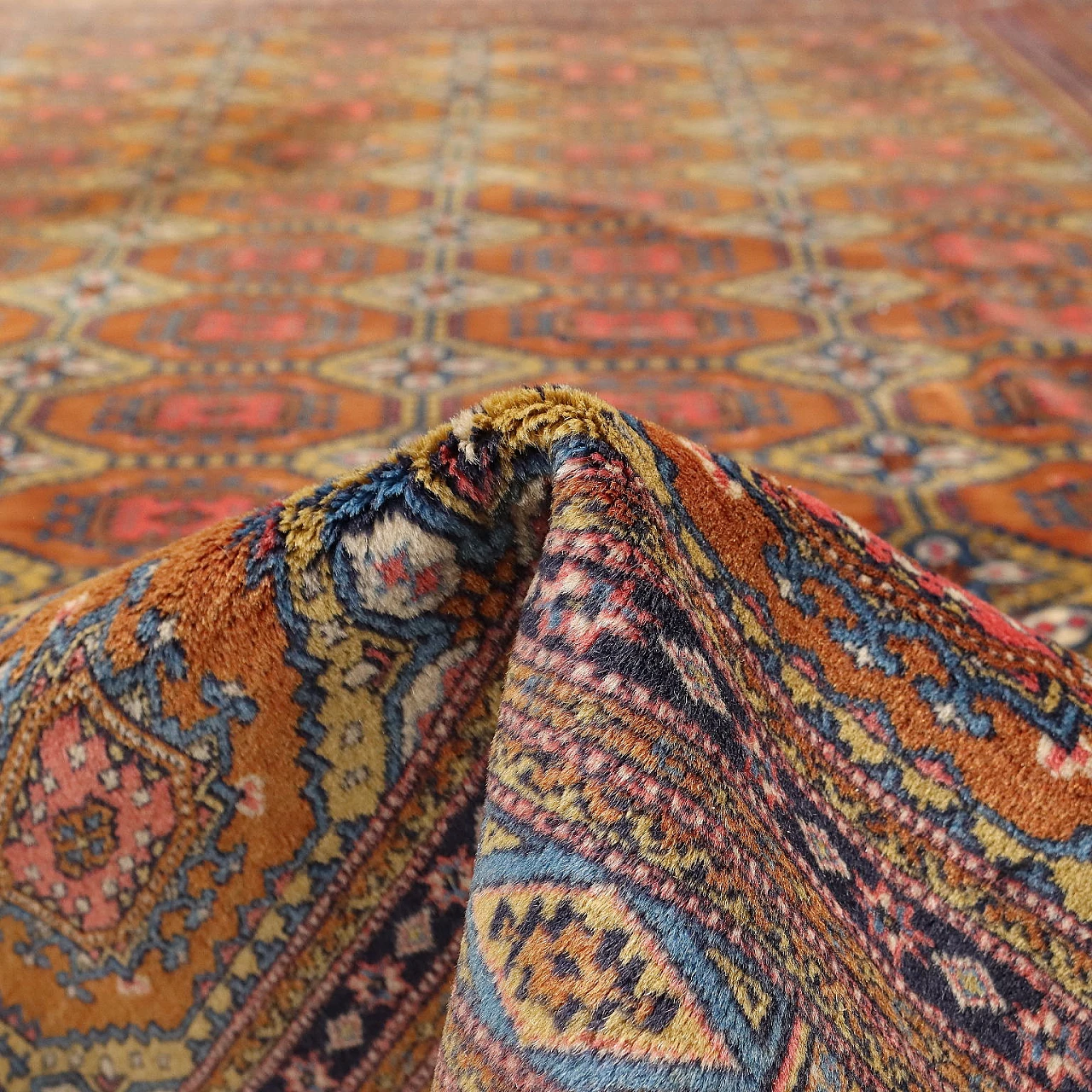 Tappeto Bukhara arancione a nodo fine in cotone e lana 10