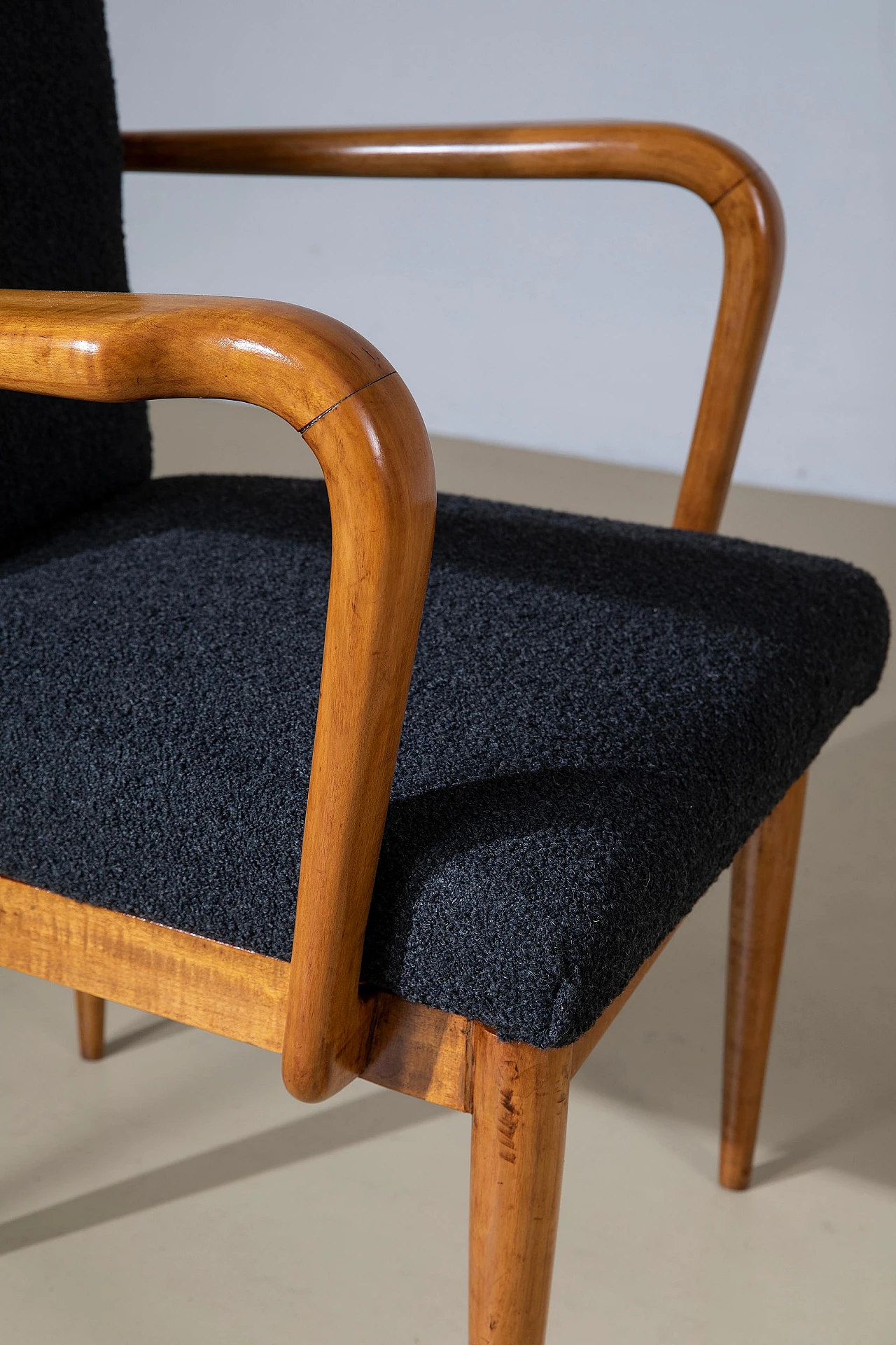 6 Oak and skai chairs, 1950s 12