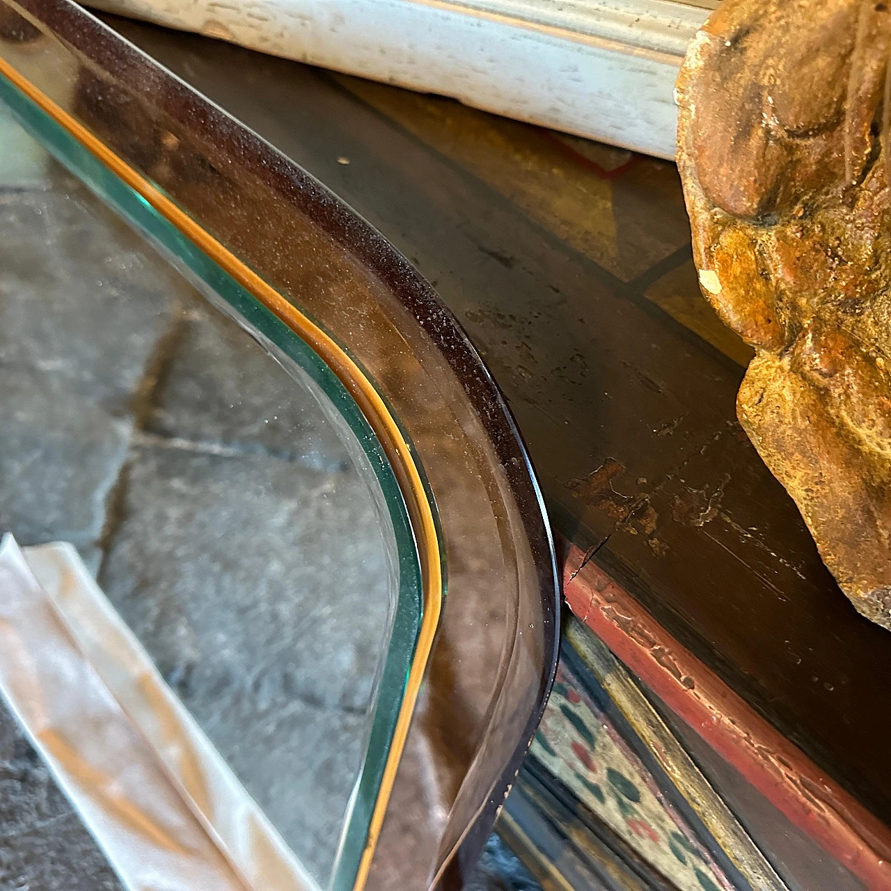 Specchio da parete quadrato in vetro di Lupi Cristal Luxor, anni '70 7