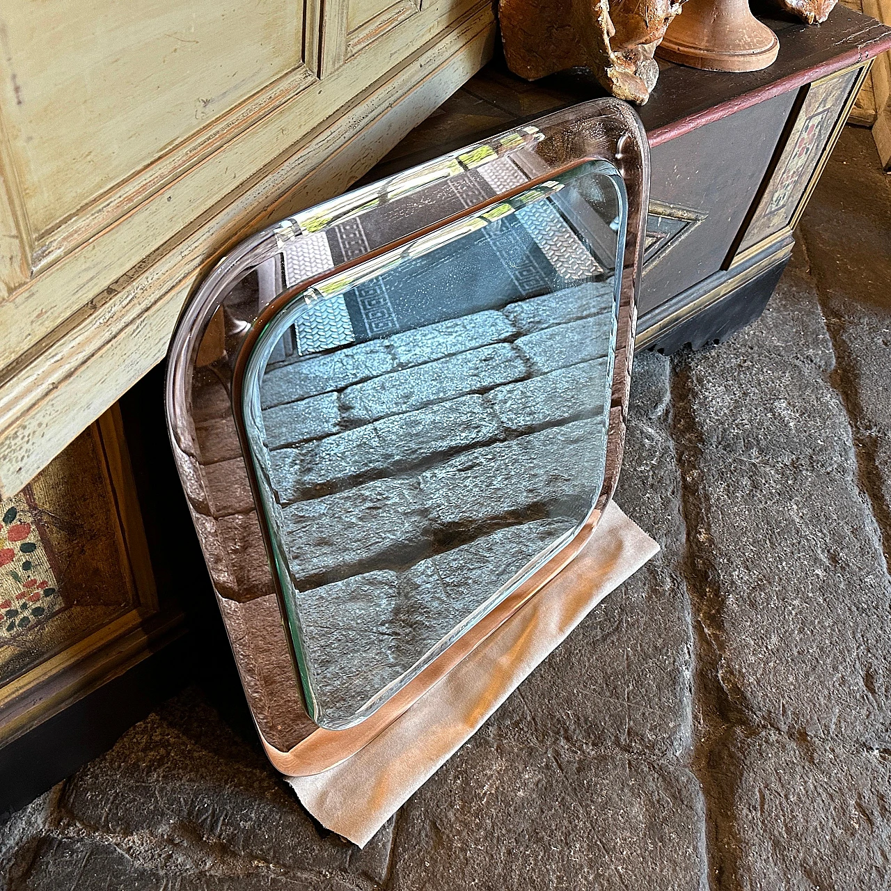 Specchio da parete quadrato in vetro di Lupi Cristal Luxor, anni '70 8