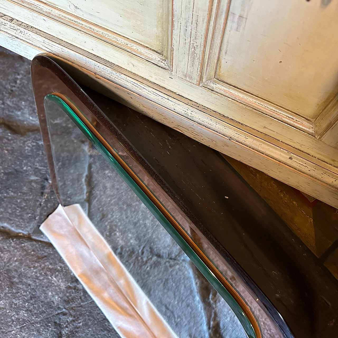 Specchio da parete quadrato in vetro di Lupi Cristal Luxor, anni '70 11