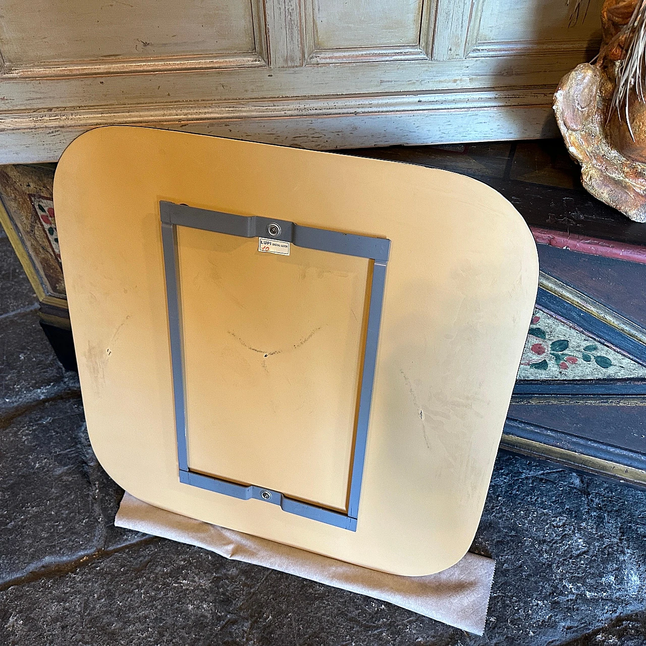 Specchio da parete quadrato in vetro di Lupi Cristal Luxor, anni '70 12