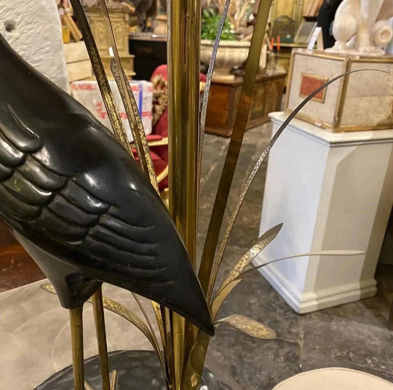 Lampada da tavolo Airone in ottone di Lanciotto Galeotti, anni '50 6