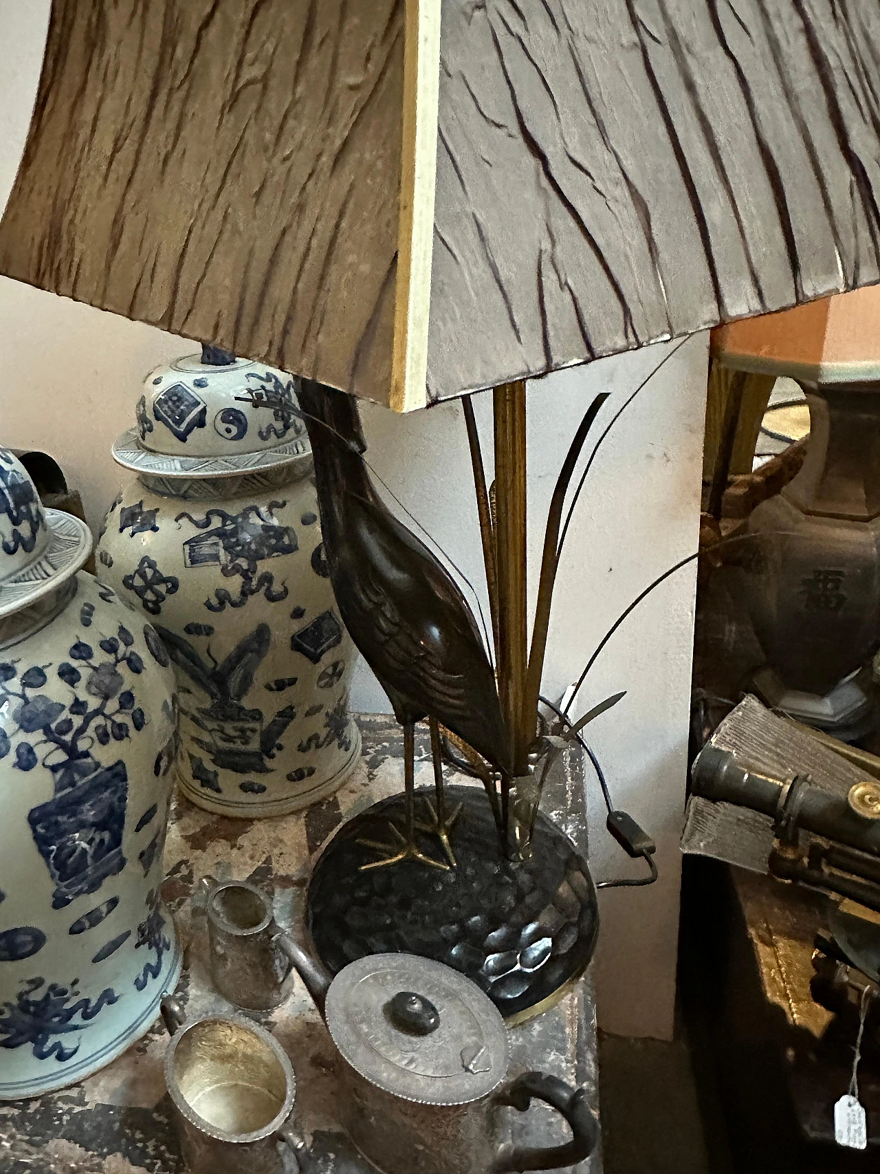 Lampada da tavolo Airone in ottone di Lanciotto Galeotti, anni '50 9