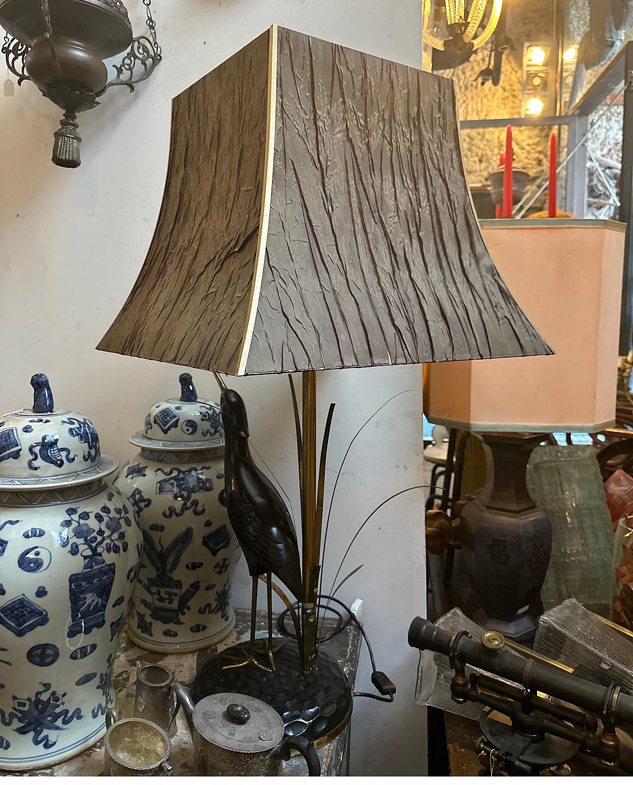 Lampada da tavolo Airone in ottone di Lanciotto Galeotti, anni '50 10