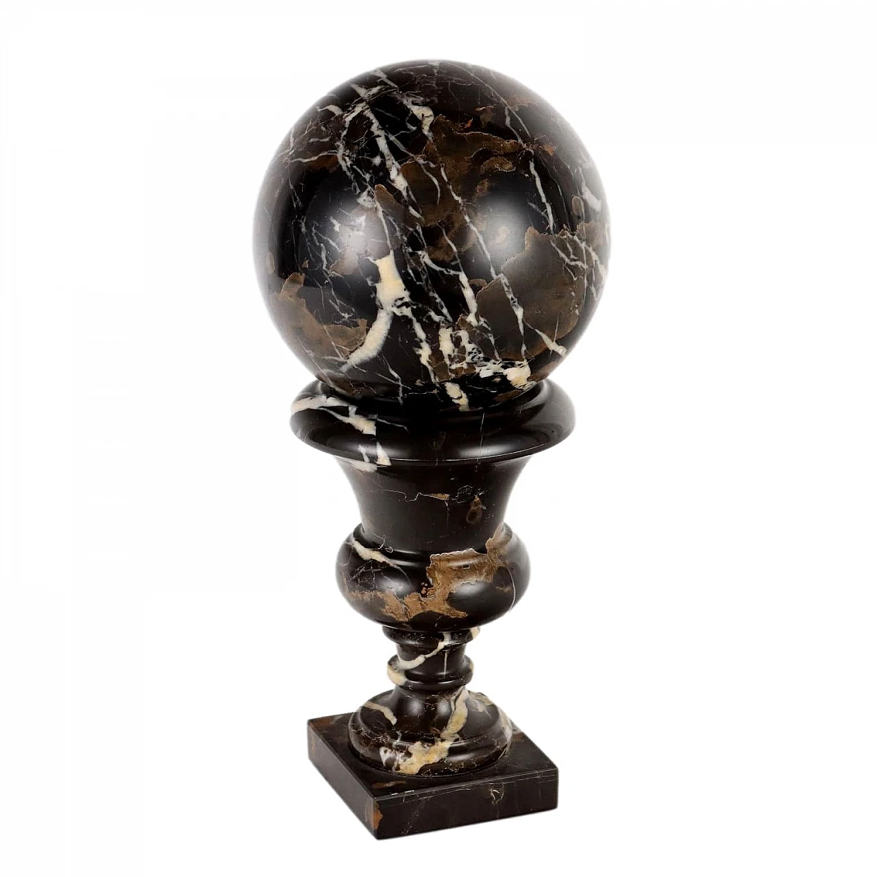 Medici-shaped vase with sphere in breccia marble, 1950s 1