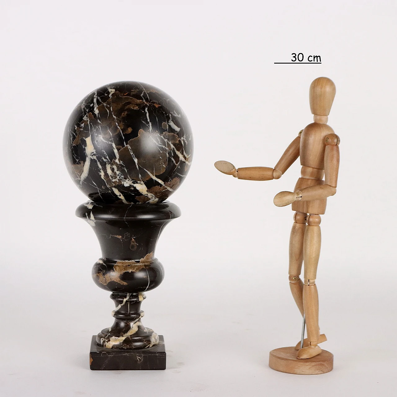 Medici-shaped vase with sphere in breccia marble, 1950s 2