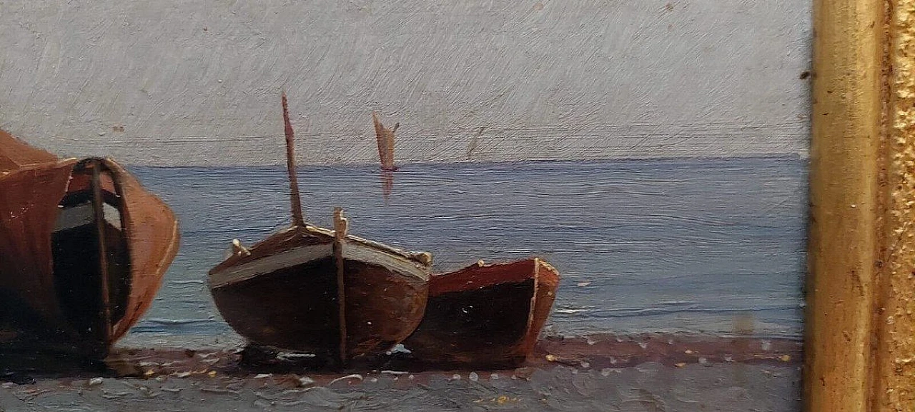 Augusto Corelli, pescatori, dipinto a olio su tavola, fine '800 8