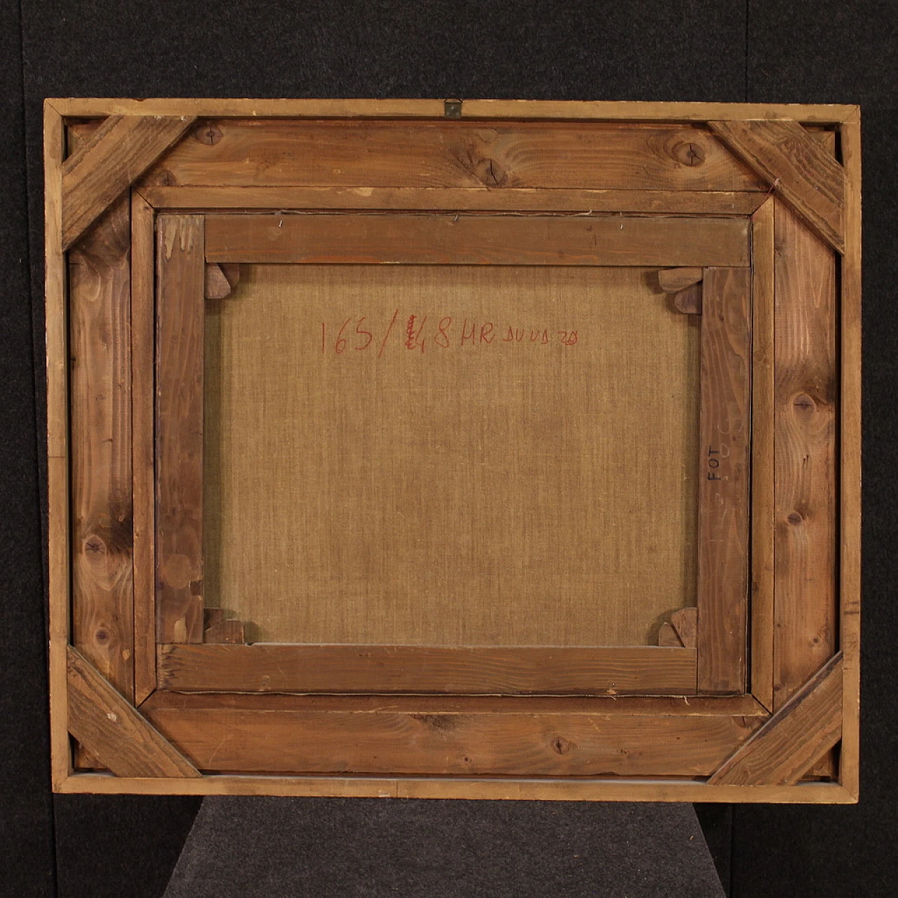 Still life with flower vase and fruit, oil on canvas, 18th century 8