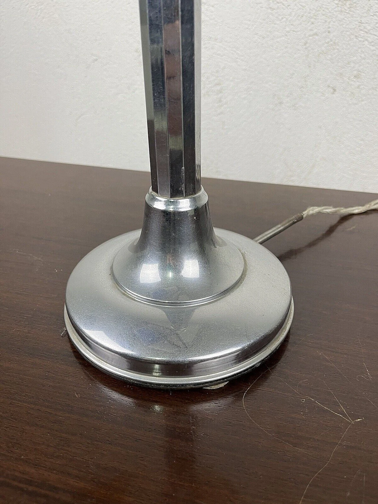 Lampada da tavolo Art Déco in acciaio e vetro di Pirouette, anni '30 14