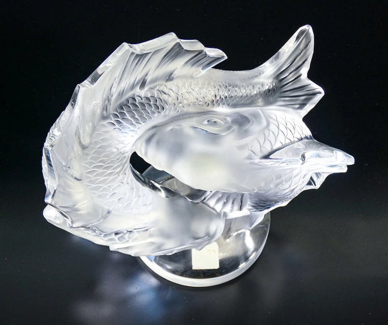 Crystal sculpture of pair of koi carp by Lalique, 1970s 5