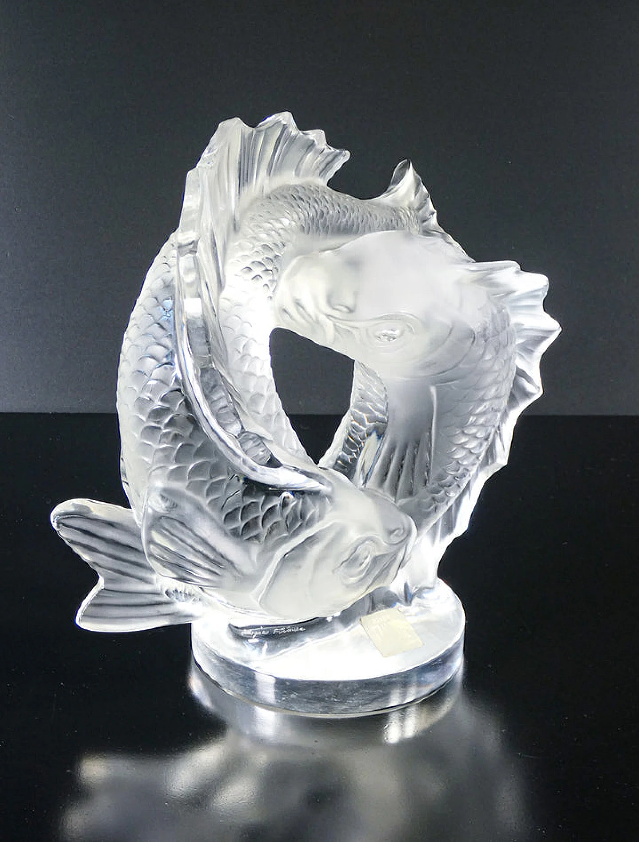 Crystal sculpture of pair of koi carp by Lalique, 1970s 6